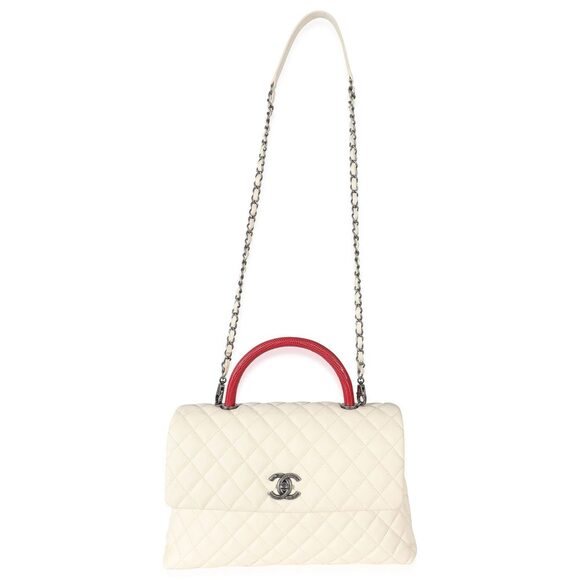 Chanel Cream Quilted Caviar Medium Coco Top Handle - Picture 4 of 6